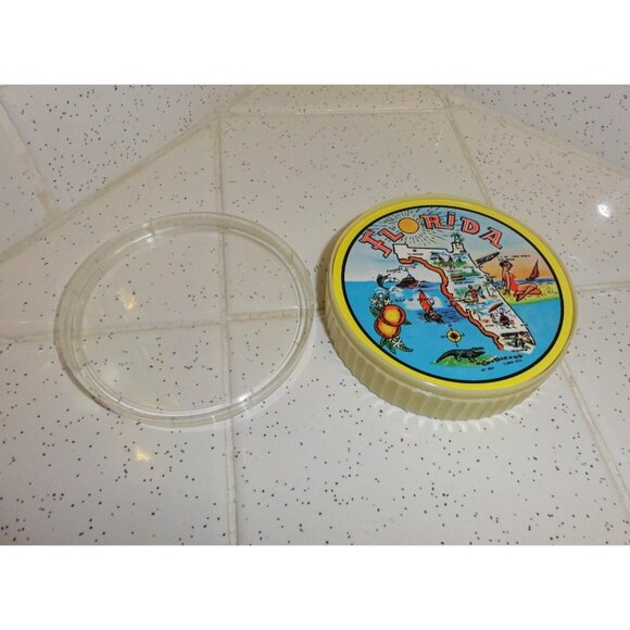 Vintage Florida Round Playing Cards in Celluloid Case souvenir full deck tiki - Picture 4 of 12